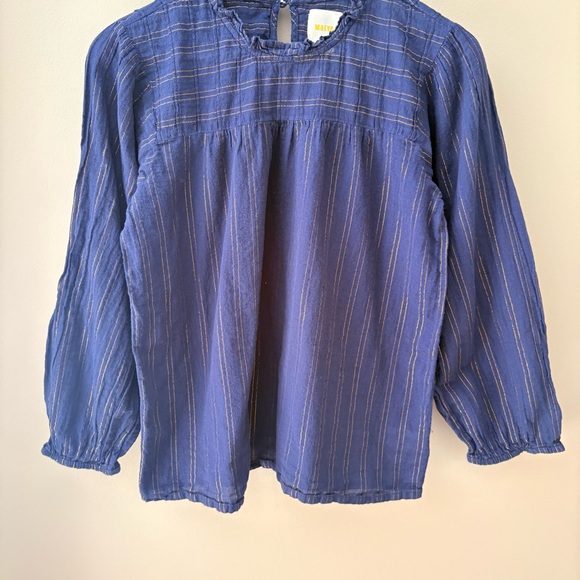 Maeve by Anthropology Reston Victorian Top Blue/Gold Sz Small - Picture 5 of 10